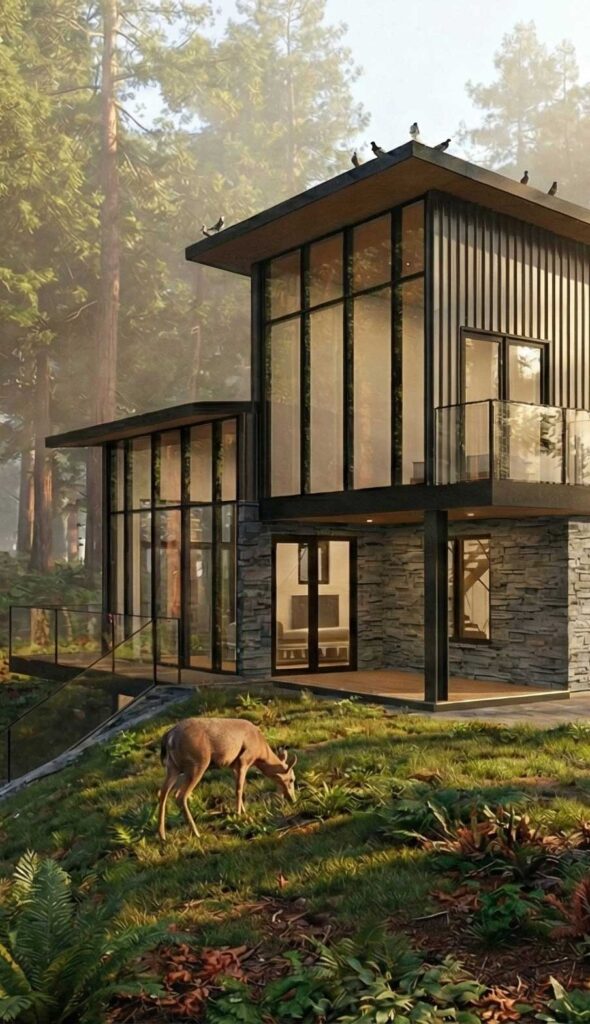 Written by AI featured image. House with dear and sun